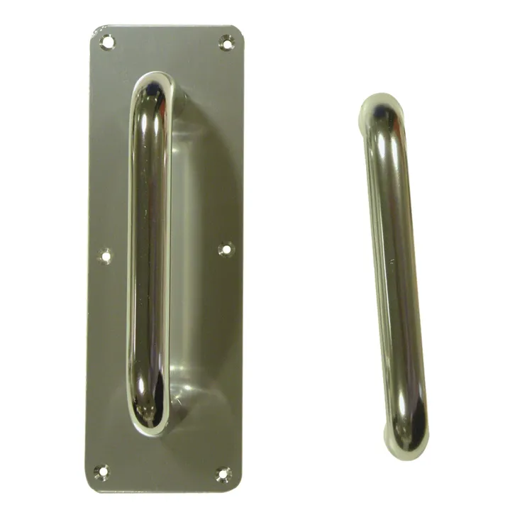 Round Bar D Pull Handles on Plate Face Fixing Satin Aluminium