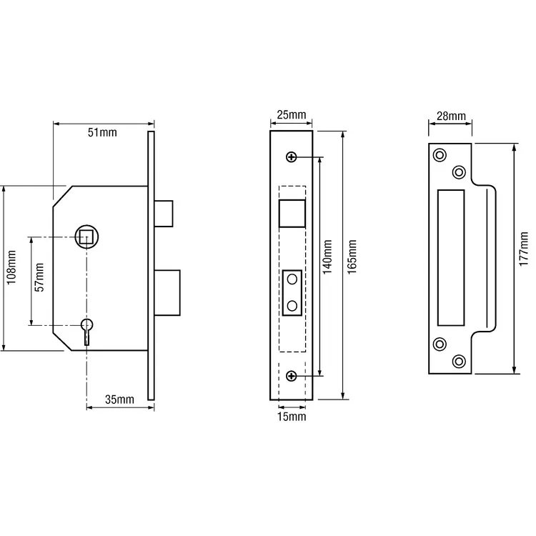TWH Legge Replacement 5512 Non British Standard 5 Lever 2" Mortice Sashlock