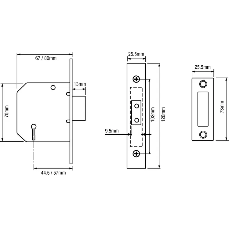 Yale PM322 3 Lever Mortice Deadlock