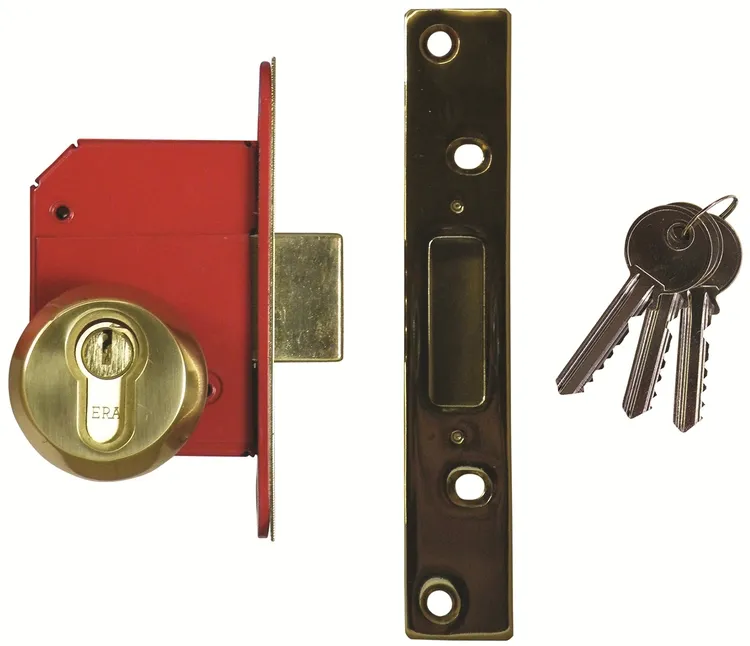 Era 233 British Standard Euro Mortice Deadlock Kit Complete With Euro Key & Turn Cylinder