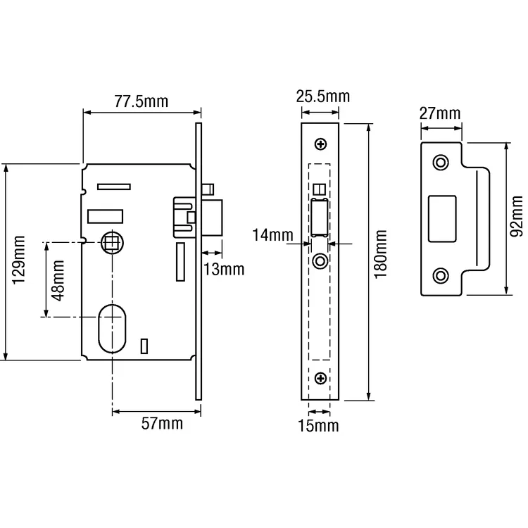 Union L2341 Oval Mortice Nightlatch