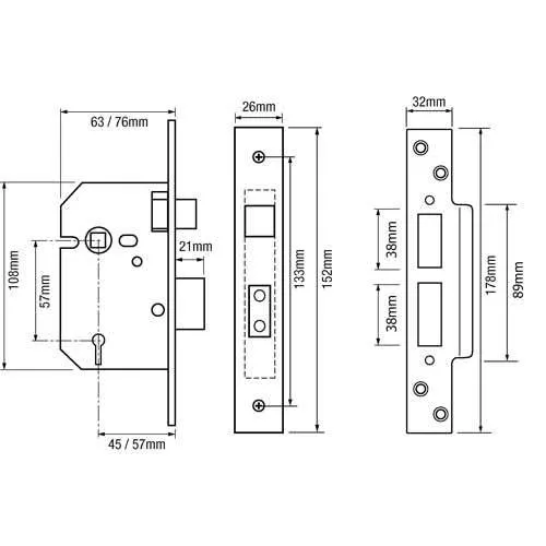 Imperial G5050 British Standard 5 Lever Mortice Sashlock