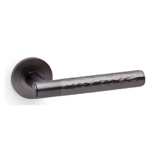 Alexander & Wilks AW223DBZ Spitfire Hammered Lever on Round Rose - Dark Bronze (LEAD TIME: 2-3 DAYS)