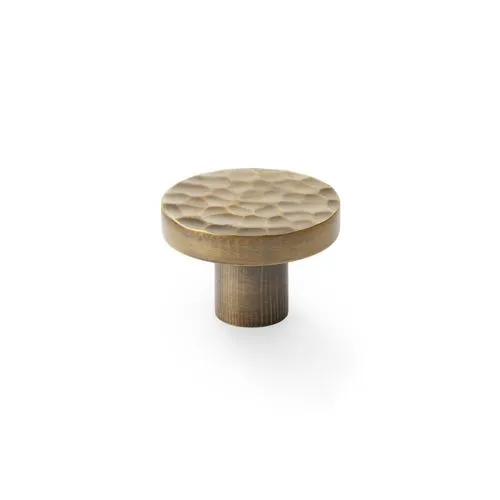 Alexander & Wilks AW820-38-AB Hanover Hammered Cupboard Knob - Antique Brass - 38mm (LEAD TIME: 2-3 DAYS)