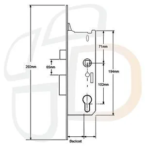 Fuhr Overnight Lock - Lever Down 24mm Faceplate