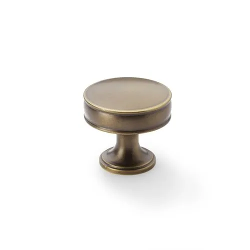 Alexander & Wilks AW808-38-AB Lynd Cupboard Knob - Antique Brass 38mm (LEAD TIME: 2-3 DAYS)