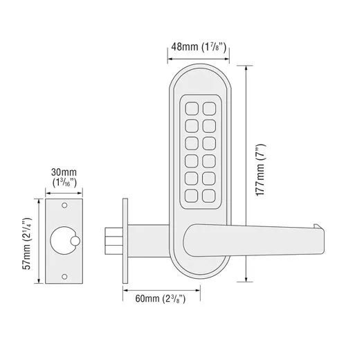 Codelocks CL510 & CL515 Marine Tubular Mortice Latch (LEAD TIME: 2-3 DAYS)