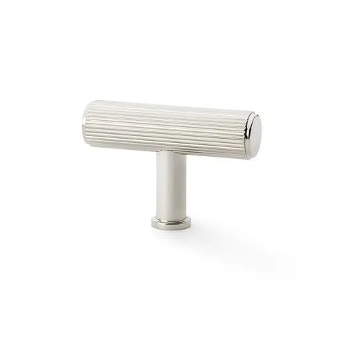 Alexander & Wilks AW801R-55-PN Crispin Reeded T-bar Cupboard Knob - Polished Nickel (LEAD TIME: 2-3 DAYS)