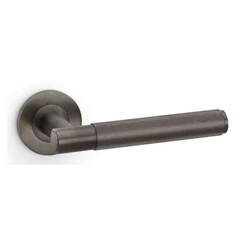 Alexander & Wilks AW222DBZPVD Spitfire Reeded Lever on Round Rose - Dark Bronze PVD (LEAD TIME: 2-3 DAYS)