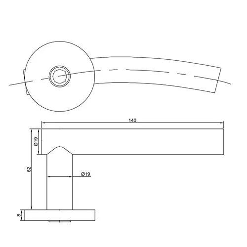 TSS Fire Rated Stainless Steel (SSS) 19mm Arched Lever On Rose Furniture