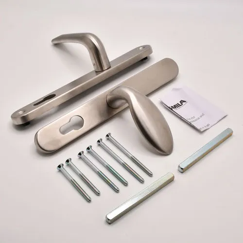 TSS Grade 304 Stainless Steel Lever Moveable Pad Offset UPVC Multipoint Door Handles - 92/62mm PZ Sprung 210mm Screw Centres