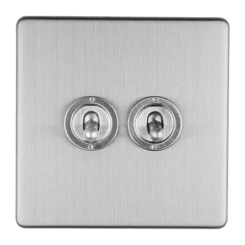 Eurolite ECSST2SW 2 GANG 10AMP 2WAY TOGGLE SWITCH SATIN STAINLESS PLATE (LEAD TIME: 2-3 DAYS)