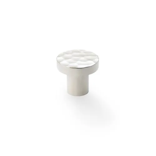 Alexander & Wilks AW820-30-PN Hanover Hammered Cupboard Knob - Polished Nickel - 30mm (LEAD TIME: 2-3 DAYS)