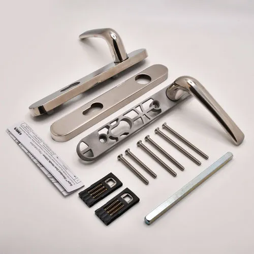TSS Grade 304 Stainless Steel Lever Lever UPVC Multipoint Door Handles - 92mm PZ Sprung 122mm Screw Centres