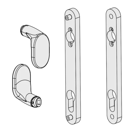 LOCINOX 3006PAD Gate Handle Set With Fixed And/Or Rotating Function