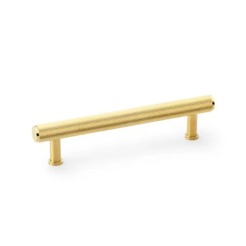 Alexander & Wilks AW809-128-SBPVD Crispin Knurled T-bar Cupboard Pull Handle - Satin Brass PVD - Centres 128mm (LEAD TIME: 2-3 DAYS)