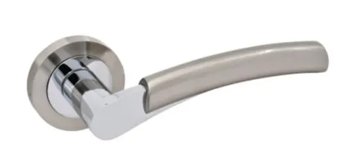 TSS Charlie Lever Handles on Round Rose Door Furniture