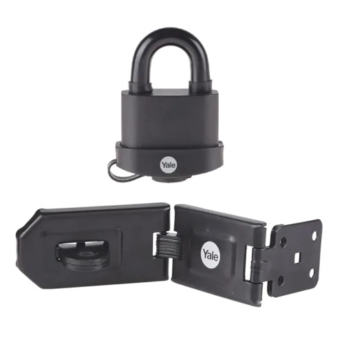 YALE Steel Hardened Steel Hasp & Weatherproof Steel Padlock