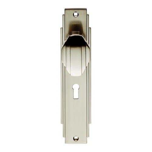 Carlisle Brass ADR021SN Art Deco Knob on Lock Backplate (LEAD TIME: 2-3 DAYS)