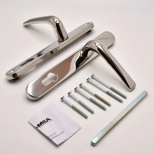 TSS Grade 304 Stainless Steel Lever Lever UPVC Multipoint Door Handles - 92mm PZ Sprung 210mm Screw Centres